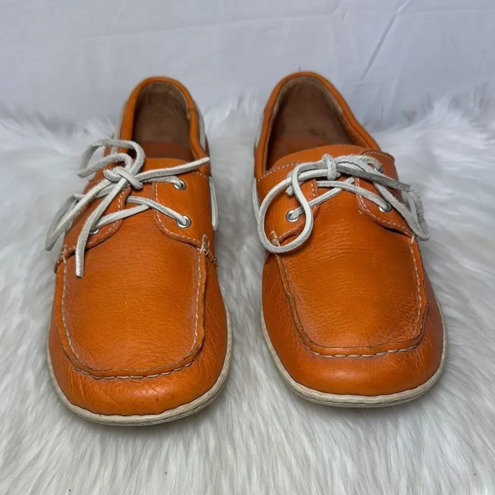 Born Men's Orange‎ Leather Boat Shoes Sz 12